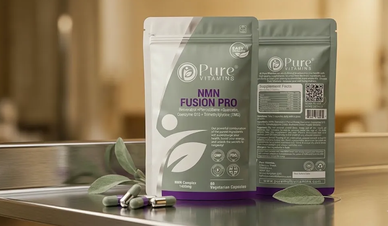 NMN supplement UK — NMN Fusion Pro for cellular energy and healthy ageing by Pure Vitamins