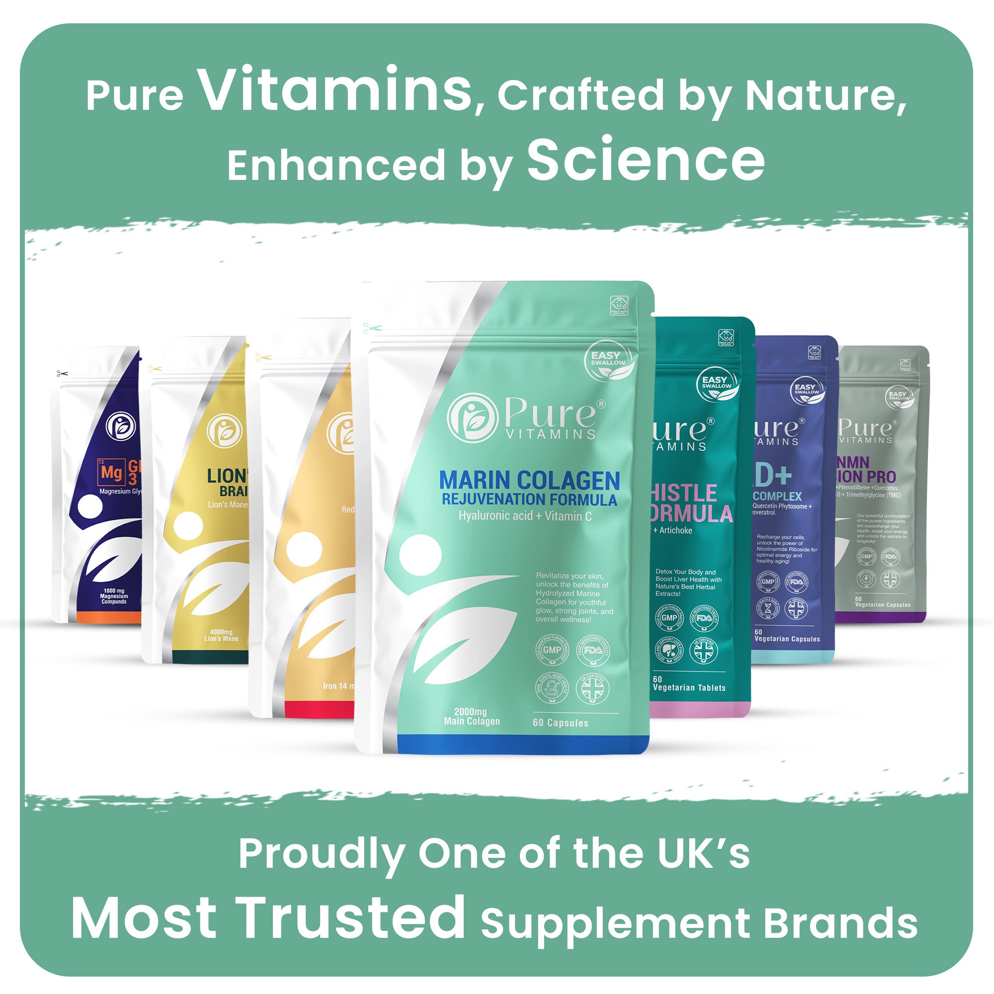 Hydrolysed Marine Collagen Capsules | Pure Vitamins - Support Skin, Hair & Joint Health
