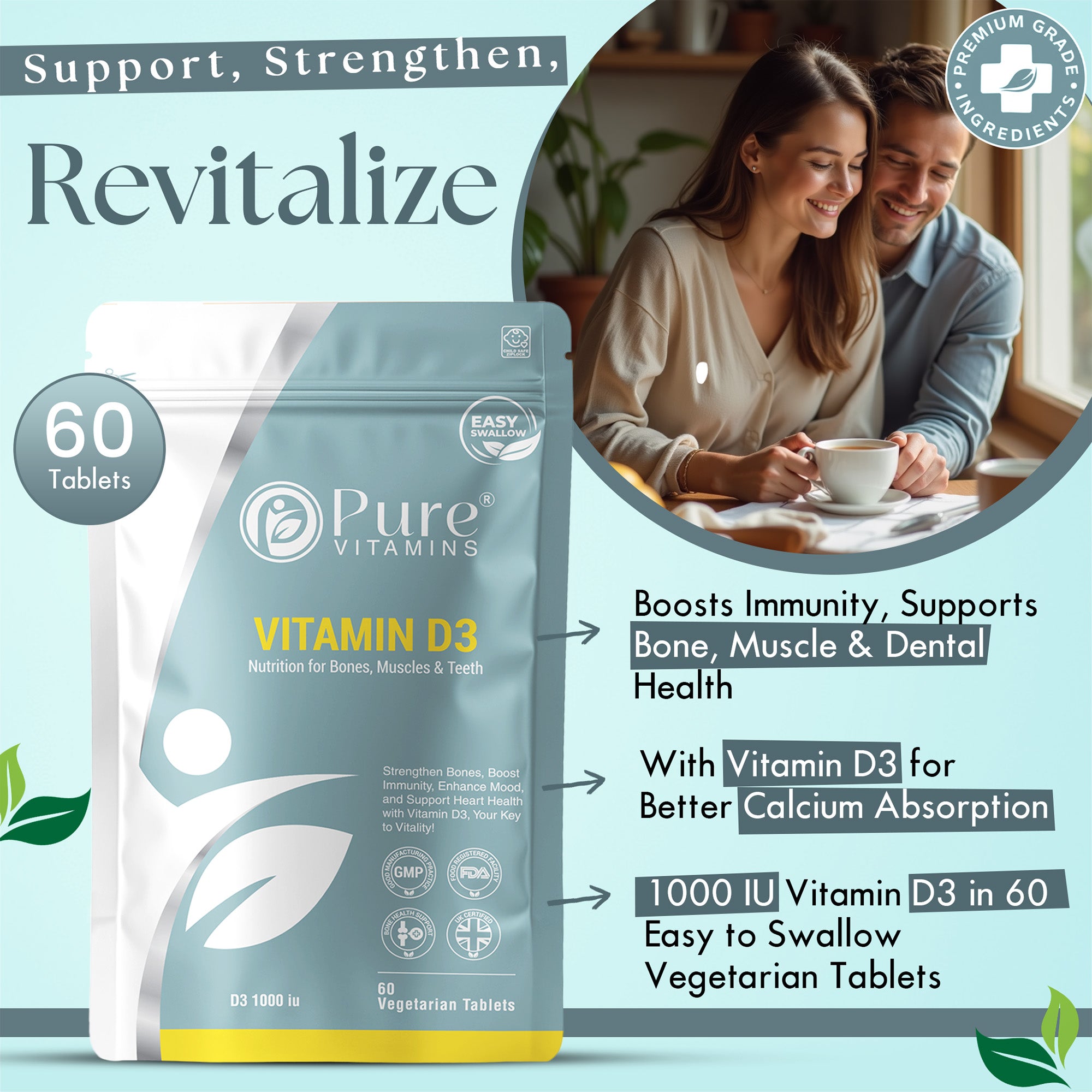 Pure vitamins Vitamin D3 Tablets | Pure Vitamin
