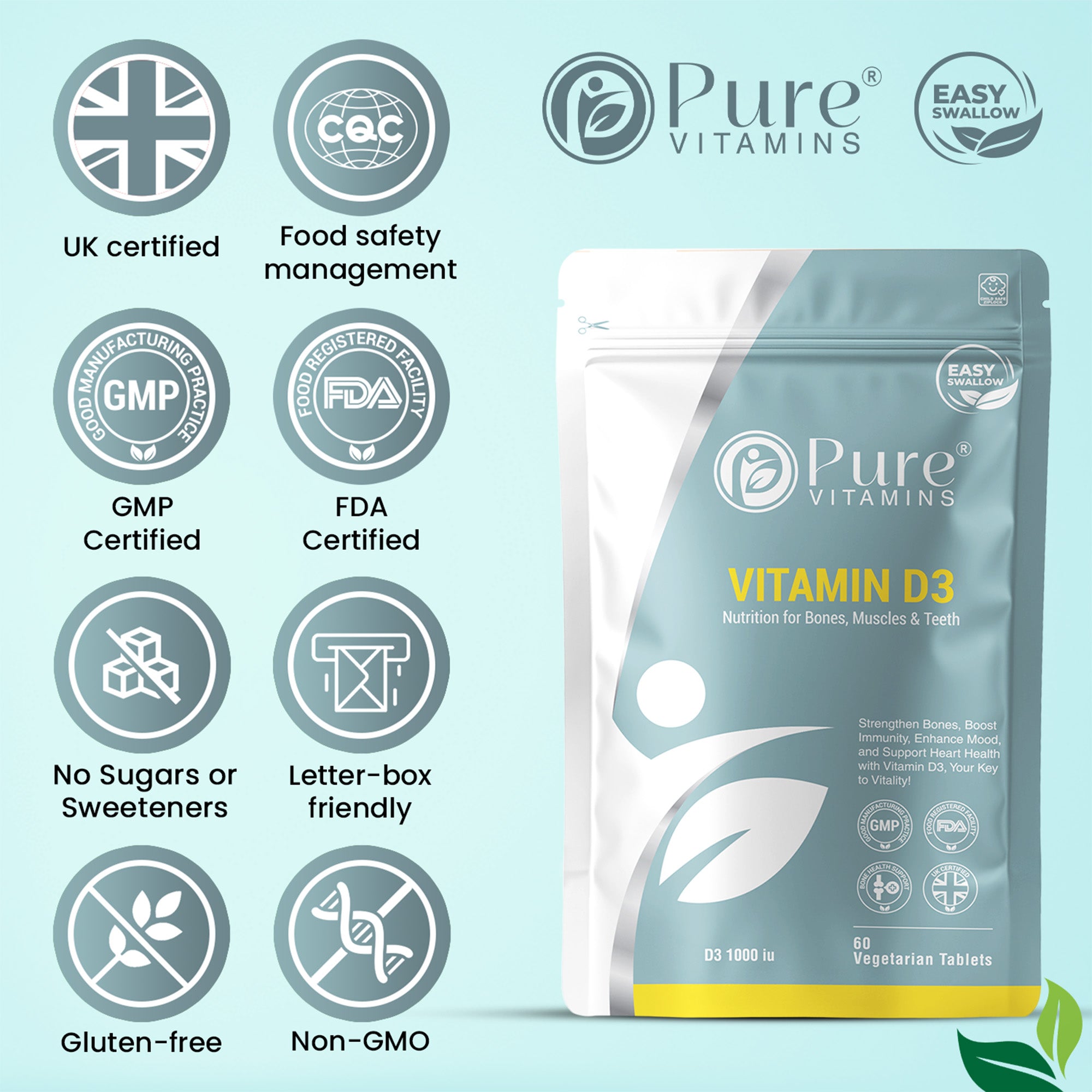 Pure vitamins Vitamin D3 Tablets | Pure Vitamin