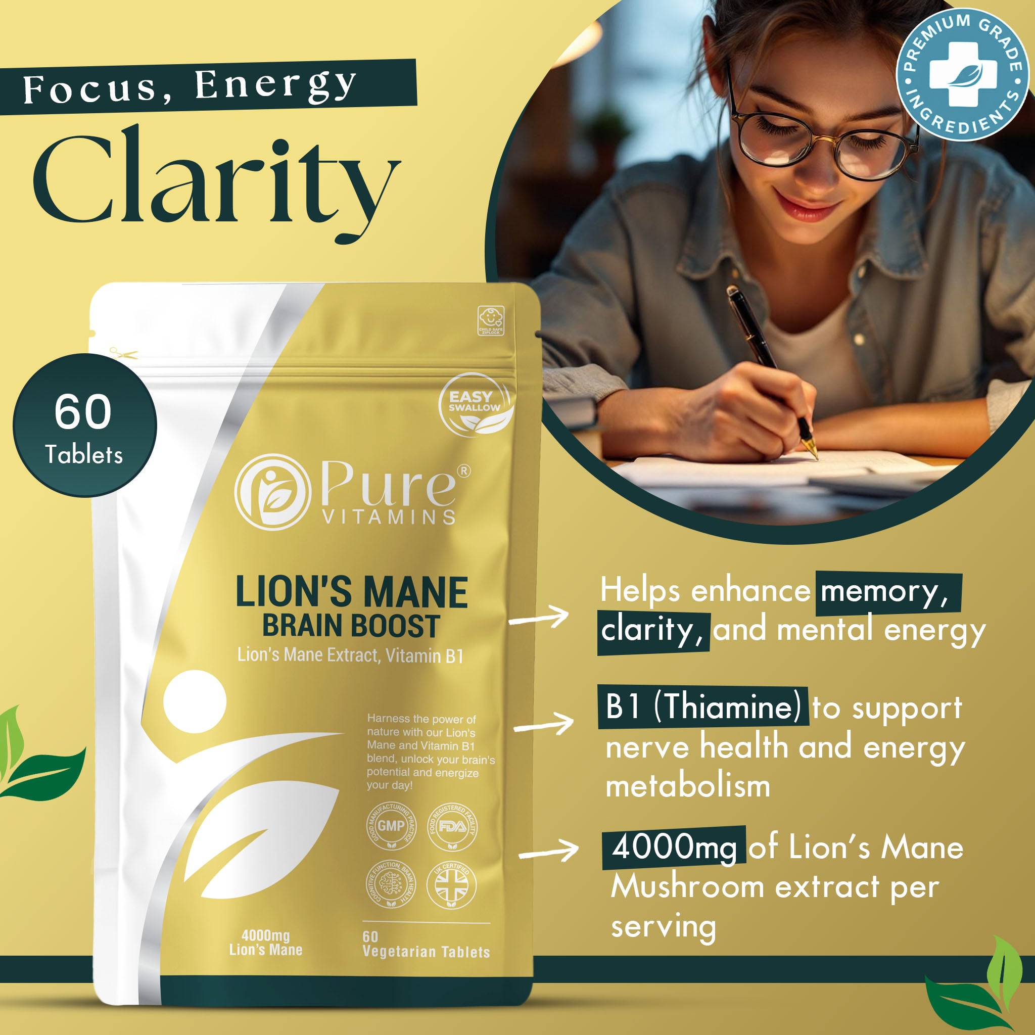 Lion’s Mane Tablets | Pure Vitamin
