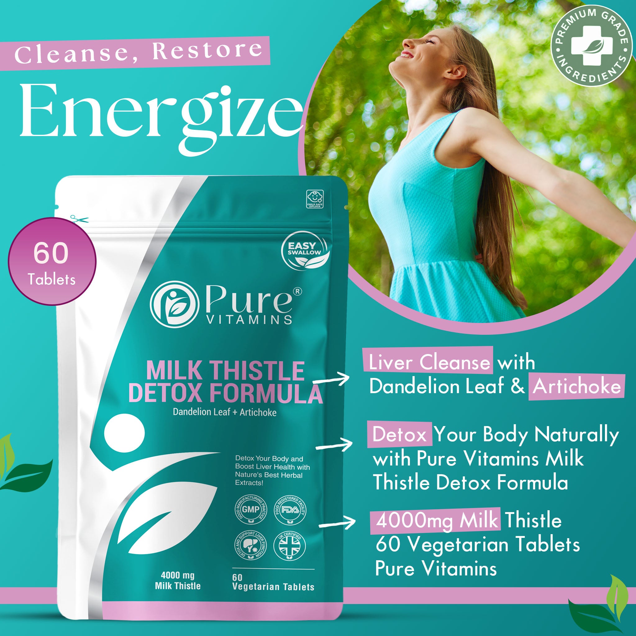 Milk Thistle Tablets | Pure Vitamins