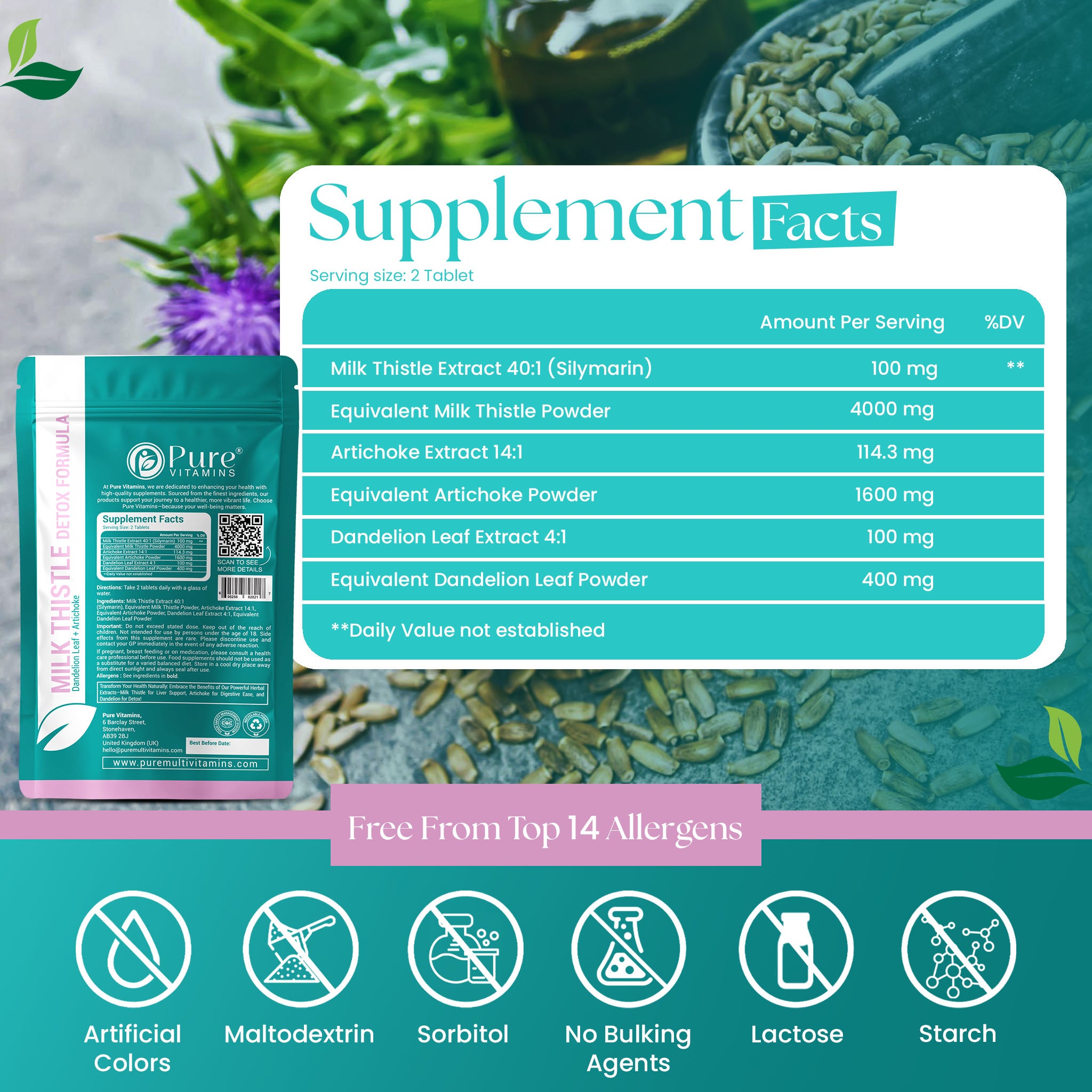 Milk Thistle Tablets | Pure Vitamins