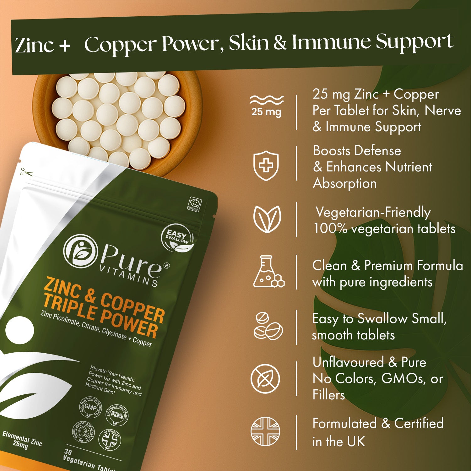 Zinc & Copper Triple Power | Pure Vitamins