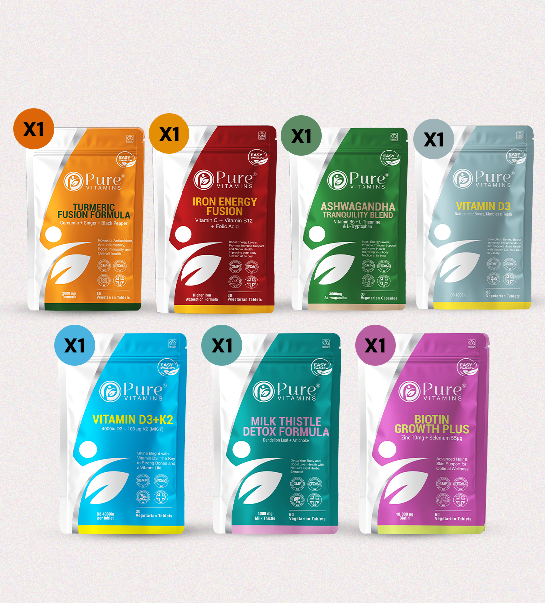 Pure Vitamins Wellness Bundle: Boost Energy, Focus, and Detox Support