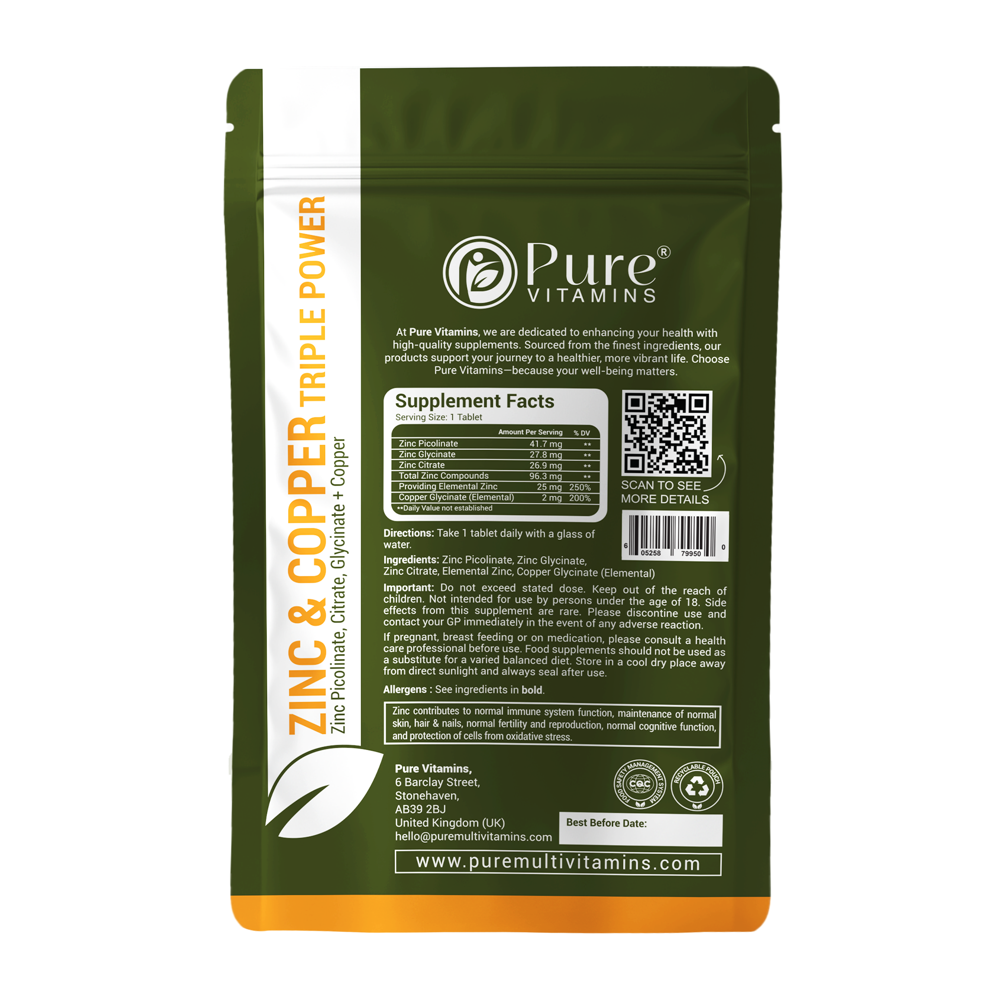 Zinc & Copper Triple Power | Pure Vitamins