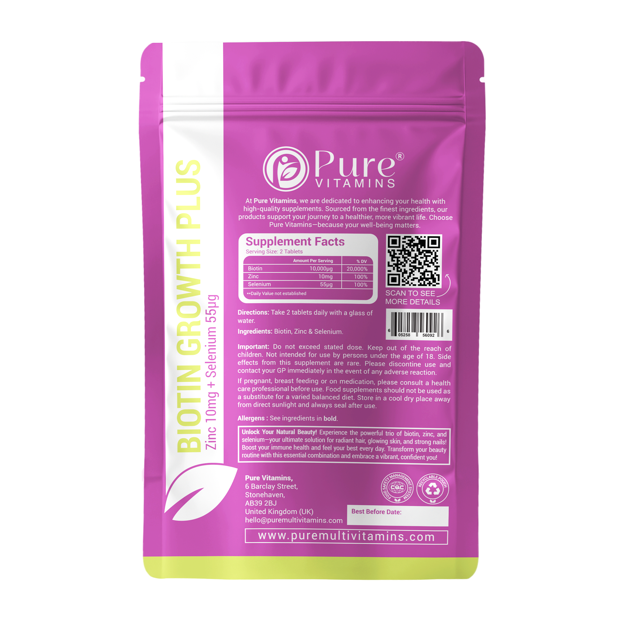 Promote Healthy Hair and Skin with Biotin Growth Plus | Pure Vitamins