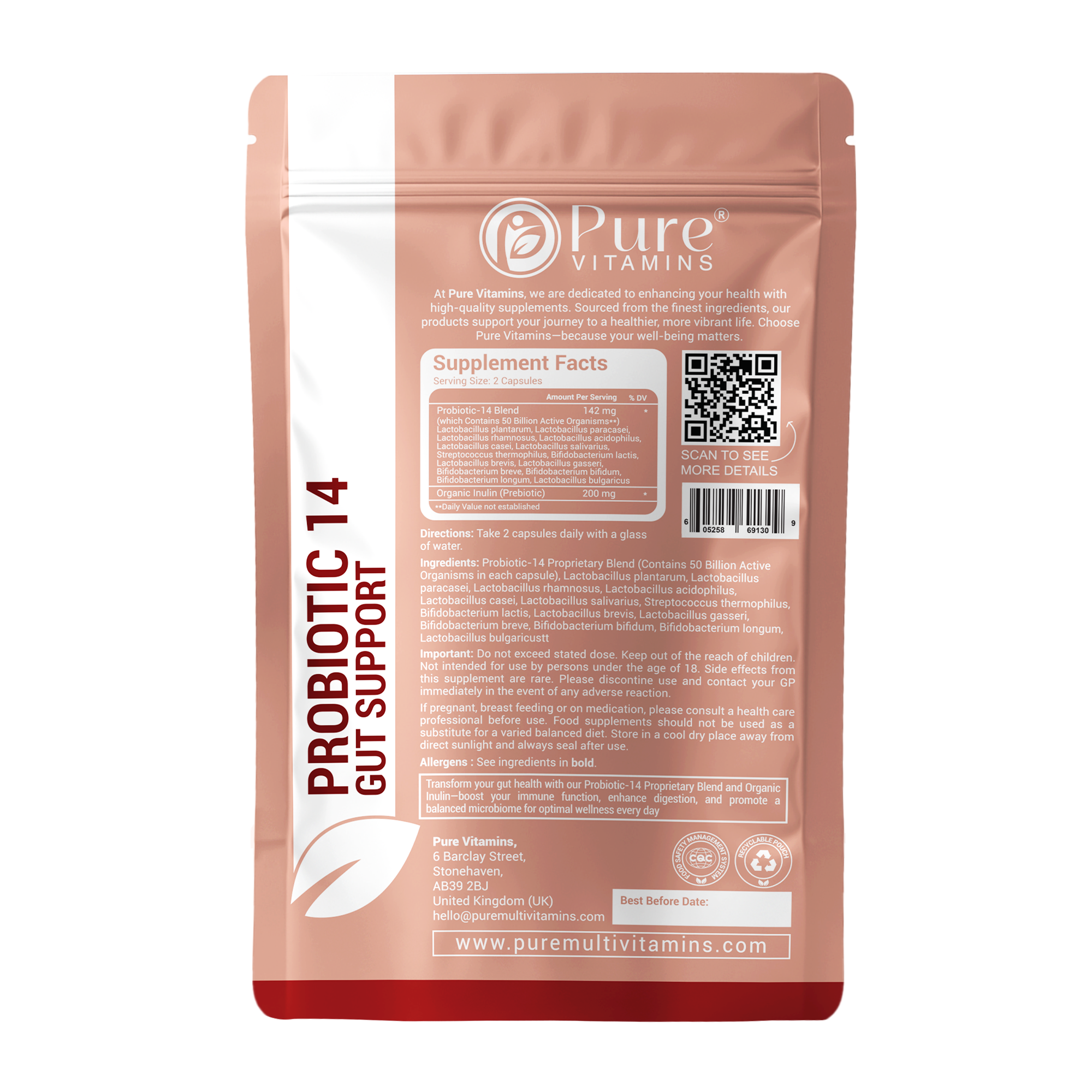 Support Digestive Health with Probiotic 14 Capsules | Pure Vitamins