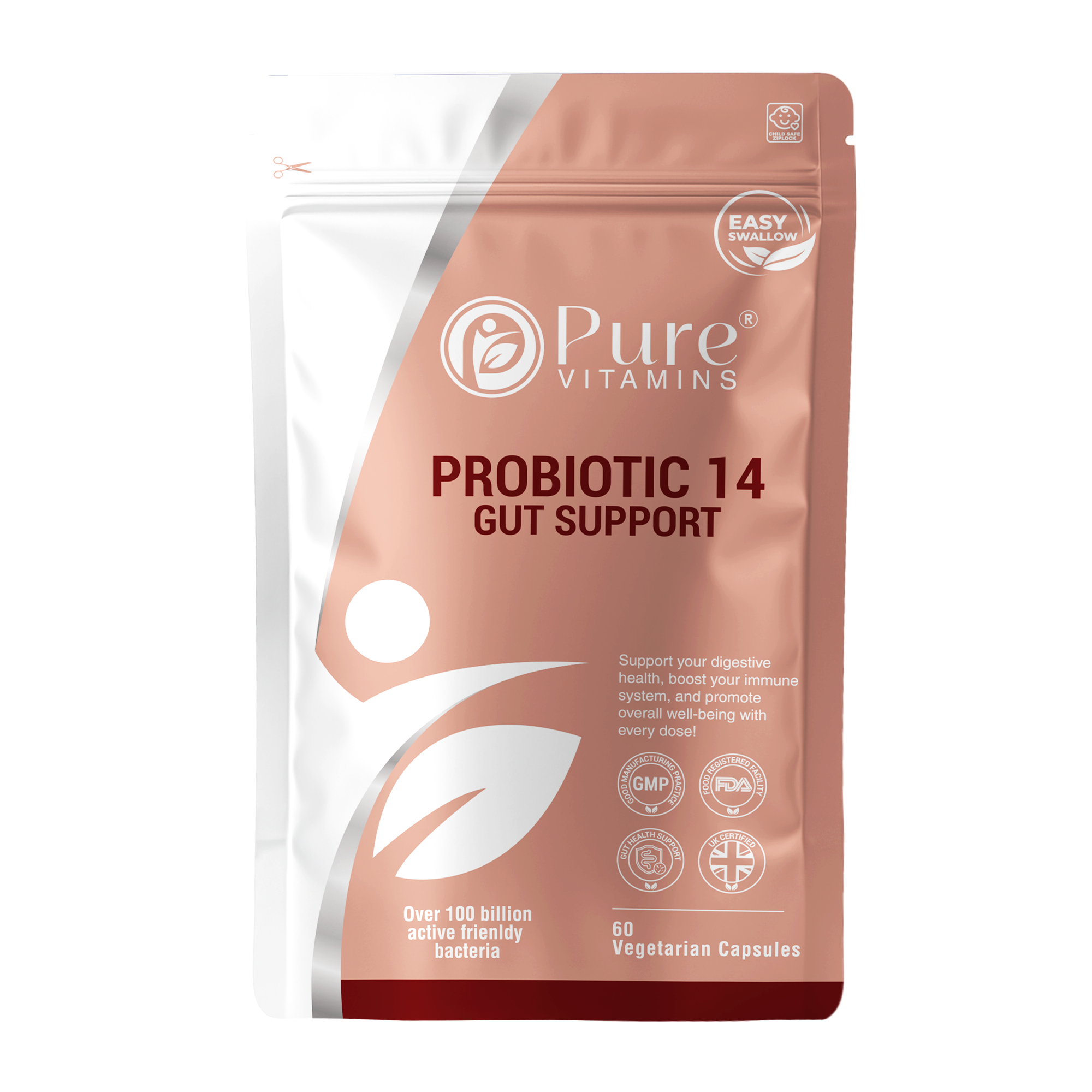 Support Digestive Health with Probiotic 14 Capsules | Pure Vitamins