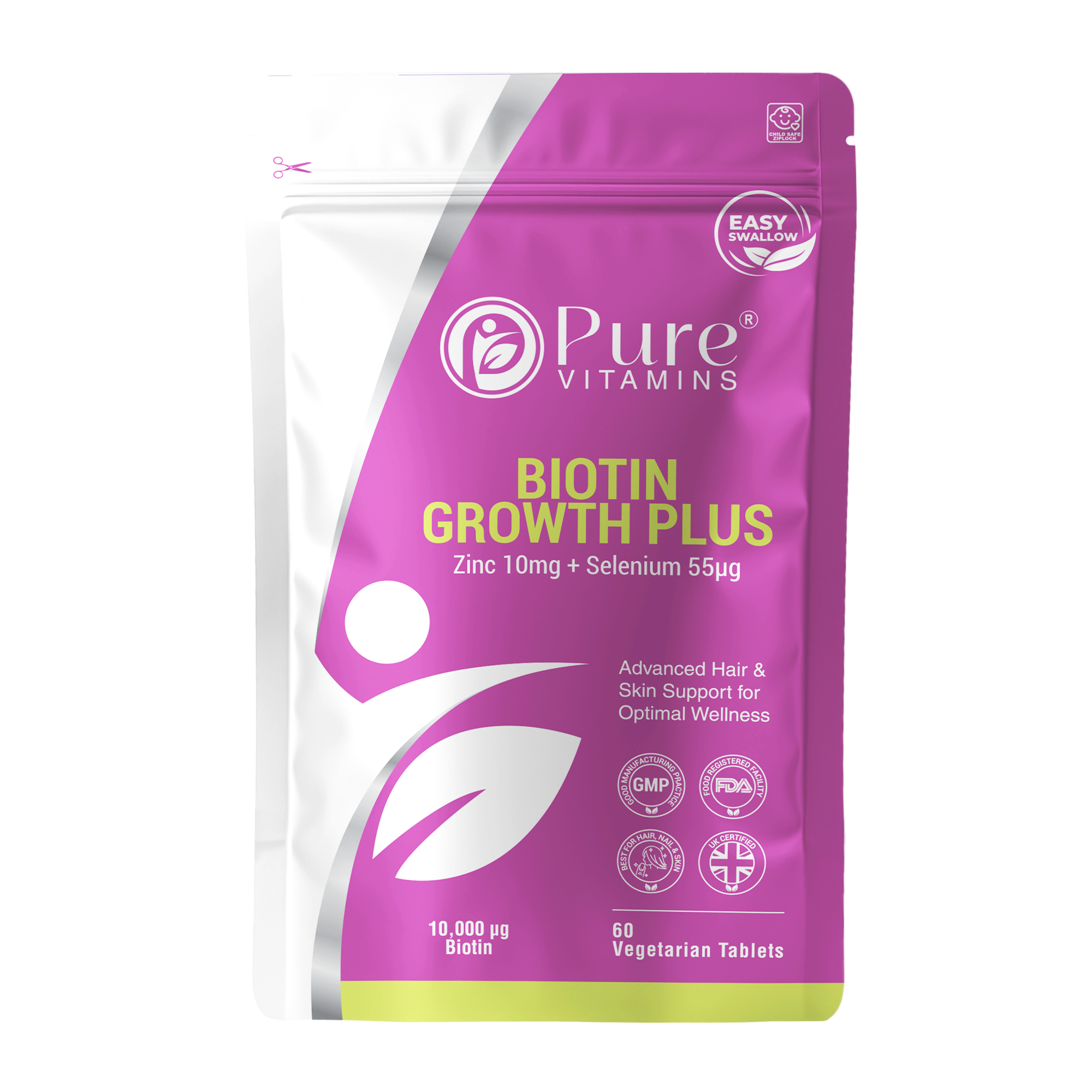 Promote Healthy Hair and Skin with Biotin Growth Plus | Pure Vitamins